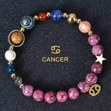 [Pulsera de piedra natural zodiacal con disposición galáctica]Colores de constelaciones cósmicas + piedras de energía natural | Complemento de energía positiva para aumentar las finanzas | Articulo de apoyo a la suerte zodiacal para profesionales/entusiastas de las finanzas - Cáncer - Ver 6