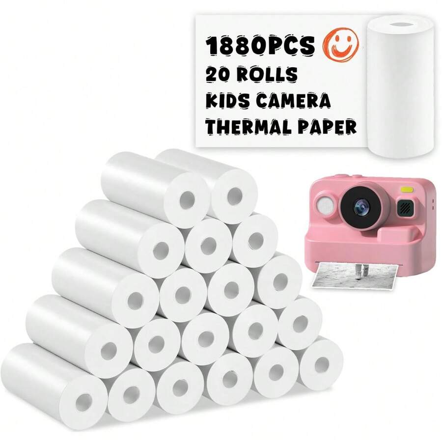 Juego de 5, 10 o 20 rollos de papel para cámara de impresión instantánea blanca para la mayoría de las impresoras de fotos instantáneas. Papel de impresión de fotos de alta definición - Blanco - Ver 1