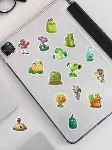 80pcs Stickers, Pea Shooter, Sunflower And Football Zombie Patterns, High-Fidelity Game Vinyl Stickers, Suitable For Game Journals, Tech Devices And Fan Collections School Supplies - Multicolor - View 6