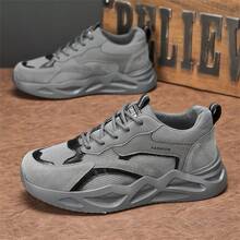Men's New Breathable Work Safety Shoes, Casual Thick Sole Non-Slip Sneakers, Comfortable Chunky Sneakers - Grey - View 3