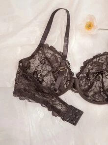 3pcs/Set Women Plus Size Solid Color Lace Wireless Thin Cup Comfortable Bra Set - Multicolor - View 4