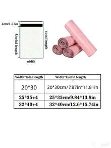 50/100个粉色快递袋,多用途包装袋,防臭垃圾袋,3种尺寸可选,耐用PE材质,轻便,高拉伸强度,防漏自封设计,可靠耐用,适用于学校、办公室、礼品、商务快递包装,四季皆宜的收纳袋 - 空白粉紅色 - 查看 3