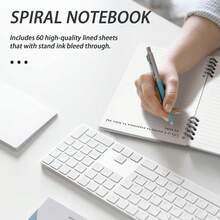 elephtree - Cuaderno en espiral, cuaderno recargable y papel de relleno, juego de 120 hojas, cuadernos a rayas universitarias con 2 divisores de carpetas, cubiertas transparentes para el hogar, la - 1 - Ver 7