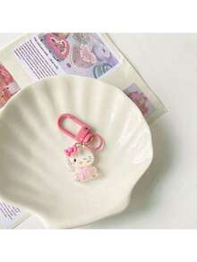 Sanrio 1/6pcs Anime Transparent Glitter Keychain Cartoon Music Bag Pendant Cute Key Accessories (Some Accessories Randomly Shipped)