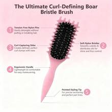 Curl Defining Brush With Capturing Sides - Creates Defined Curls Tames Frizz, With A Precision Tip Sectioning - Styling Brush Wavy To Curly Hair On Wet Or Dry Use Pink - Màu vàng - Xem 2