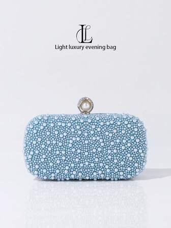 Vintage europeisk stil kvällskuvertväska, elegant exklusiv pärla formell handväska, lyxig festbröllopsväska för kvinnor