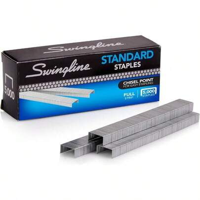 Swingline Standard Staples 1/4 Full Strip Box Of 5 000 For Office Use In Silver With High Performance And Reliable Feeding