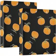 Carpeta impresa de 3 anillos de 1.5 pulgadas, carpeta de anillos en D con bolsillos, carpeta decorativa para la escuela universitaria u oficina, calabazas naranjas, amarillas, negro - talla únicax1 - Ver 1