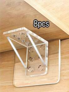 12/8/4/1 Piece Of No-Drill Rack Support Hooks, Transparent Plastic Sticky Wall Hanging Bracket, Suitable For Closet And Cabinet Organization, Easy To Install, Right Angle Support, Invisible Design, Clothes Hanger Hooks, Practical Hooks - Clear - View 12