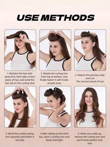 1/3/4 件套免加热卷发器套装，宽缎方巾，女士免加热卷发器，DIY 波浪/卷发造型工具 - 彩色 - 查看 6