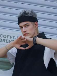 1pc Men's Personalized Knit Hat With Fake Hair, Fashionable Brimless Cap, Men's Party Costume Accessory - Multicolor - View 5