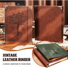 Carpeta de piel de 3 anillos para papel de tamaño carta de 8.5 x 11 pulgadas, carpeta de anillos redondos de 1 pulgada con capacidad para 200 hojas, cubierta de papel para bloc de notas - marrón, (Brown Tree) - Ver 6