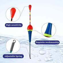 Giantree Fishing Floats Fishing Bobbers,10 Pcs Oval Trout Float Foam Fishing Floats Wood Slip Fishing Bobbers, Bobber Stopper Spring Stick Slip Floats Accessories For Catfish Trout Bass Fishing Line - màu đen - Xem 4