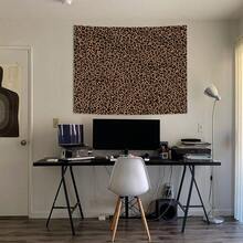 1pc Leopard Print Tapestry, Polyester Hanging Wall Decor For Living Room, Bedroom, Office, Home Decoration, Party, Rectangular Printed Kitchen Wall Hanging Cloth With Drape, Comes With 3 Wall Nails And 2 Clips - Multicolor - View 4