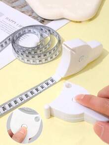 1pc 3D Retractable Ruler Y-Type Waist Measure Tape, Mini Double-Sided Soft Measuring Tape Suitable For Body Circumference Measurement Of Waist And Bust, Sewing, Fitness - Soft Faux Leather Measuring Tape In Cm, Ergonomic Handle, Portable For Sports, Sewing And Household Use - White - View 10