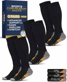 Athletic Socks - Black With Copper - 3 Pairs - View 13