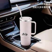 Leakproof Car Cup, 304 Stainless Steel Thermal Insulated Coffee Mug With Handle, Travel Tumbler With StrawLid And Spill- Proof Lid - Suitable For Christmas, Halloween Gifts - 800ML - View 3