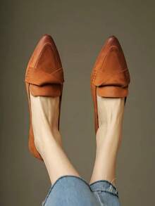 2025 New Square Toe Thin Heel Soft Leather Shoes, Retro French Minimalist Elegant Niche Shoes For Women - Brown - View 3