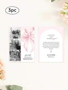Customized Bridesmaid Invitation Card - Personalized Photo Album Design, Printed With "Will You Be My Bridesmaid?", Provides 3 Photo Upload Options, Perfect For Fun Bridesmaid Invitation, Bridesmaid Gift, Creative Design, Durable Card - Multicolor - View 28