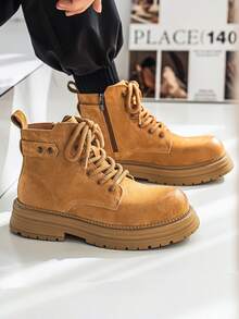2025 New Leather Zipper High-Top Boots, Korean Retro British Style, Casual Fashion Comfortable Versatile High-Quality Outdoor Work Boots, Motorcycle Short Boots For Men - View 6