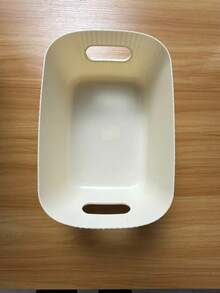 1pc Cream-Colored Rectangular Desktop Storage Box - Multifunctional Organizer Basket, Can Store Cosmetics, Snacks, Toys And Miscellaneous Items, Essential For Daily Home Organization - Multicolor - View 12