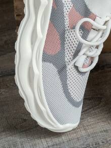 女士透气套脚运动鞋，减震防滑鞋底，适合护士和学生作为时尚休闲跑步鞋穿着，图案设计，四季皆宜的织物鞋面，缓震稳定支撑，无印花休闲厚底运动鞋，尺码 35-43 - 彩色 - 查看 7