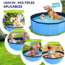 Piscina Plegable para Perros, Piscina para Mascotas de 120 x 30 cm con Tablero de PP de Alta Resistencia, Piscinas Plegables de Plástico Duro para Perros, Bañera Antideslizante para Mascotas - 1 - Ver 1