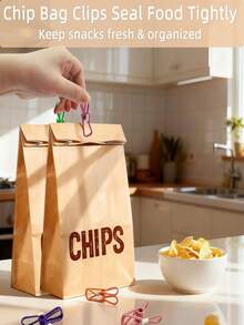 15 piezas de clips de sellado de acero inoxidable de colores aleatorios portátiles, adecuados para bolsas de aperitivos, bolsas de alimentos, bolsas de almacenamiento y clips de bocetos - Clip de sellado - Ver 3