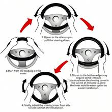 [Skull Steering Cover] 15 Inch Polyester Skull And Rose Elastico Car Steering Wheel Cover - Universal Fit, No Inner Ring - Black and White - View 5