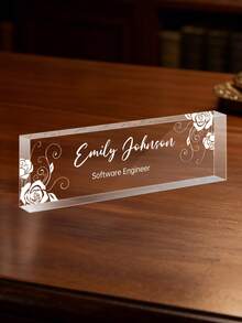 Placa de escritorio de acrílico personalizada con logotipo de la empresa - Placa decorativa de oficina personalizada, adecuada como regalo para el jefe o la empresa, bloque de vidrio acrílico transparente personalizado, regalo de oficina, regalo de agradecimiento para colegas, jefe, maestro/empleado, decoración de escritorio de oficina unisex, decoración de sala de estar - Multicolor - Ver 20
