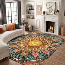 1pc Extra Large Bohemian Purple Mandala Area Rugs - Non-Slip Machine Washable Floor Rugs With Purple/Blue/Pink/Black/Teal Intricate Pattern, Durable Polyester & TPR Backing For Living Room, Bedroom, Home Decor - Kiểu 8 - Xem 1