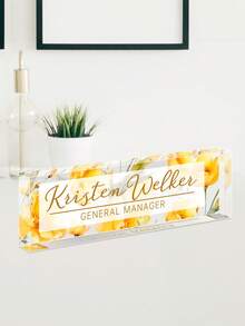 Personalized Acrylic Desk Nameplate With Succulent Floral Design,Contemporary Style Office Decor, Ideal For Bedroom, Custom Name Psychologist Office Sign For Desk, Non-Electric, Perfect For Christmas And Halloween Gifts - Multicolor - View 55