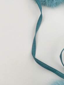 女士保暖毛绒飞行员帽，带护耳人造毛皮，秋冬季，冰岛蓝人造毛皮，毛绒护耳乌沙卡帽 - 仿貂絨毛球 - 查看 9