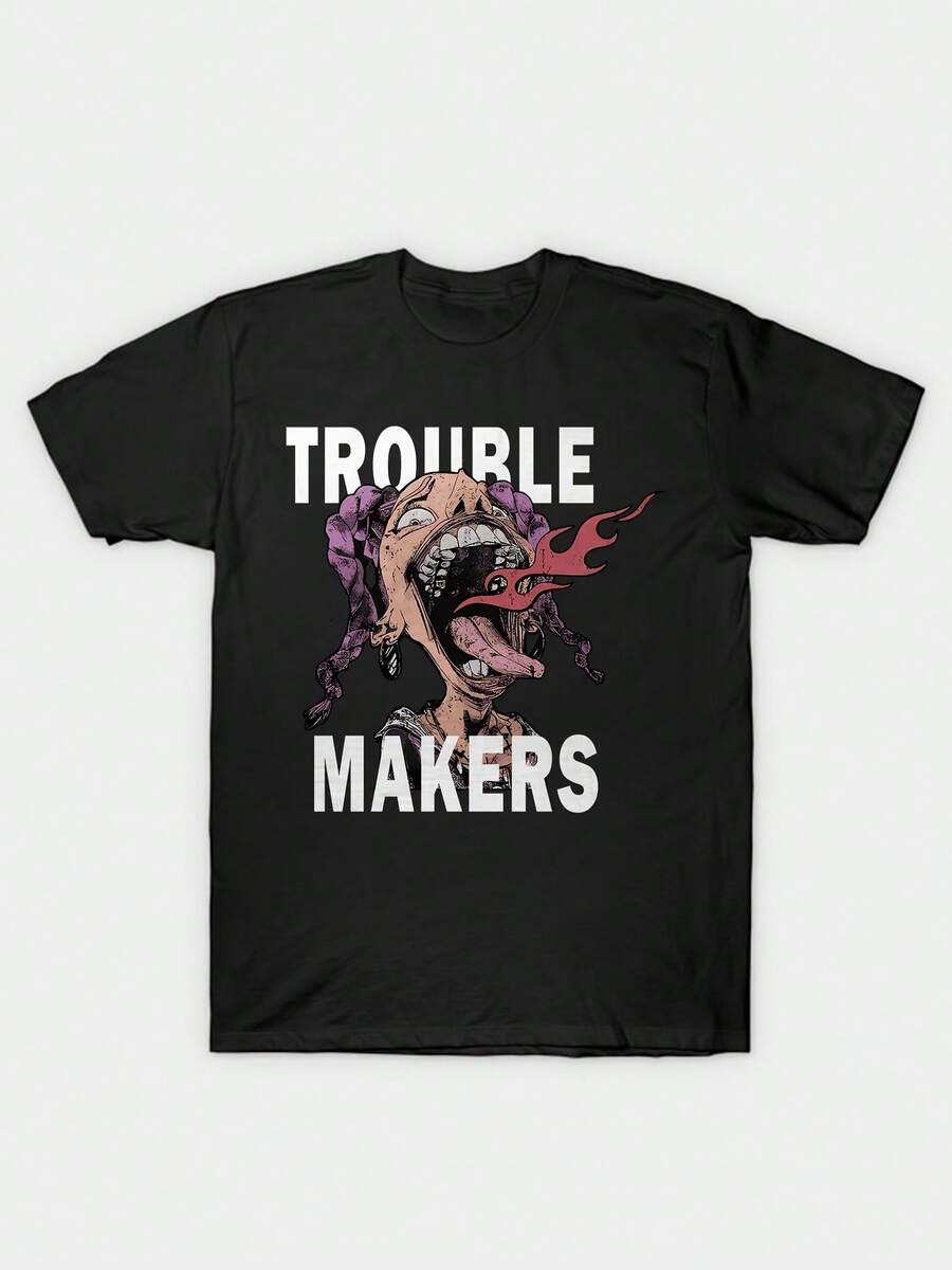 Grunge Punk Dinosaur Creeper Skeleton Flame Design - Black - View 1