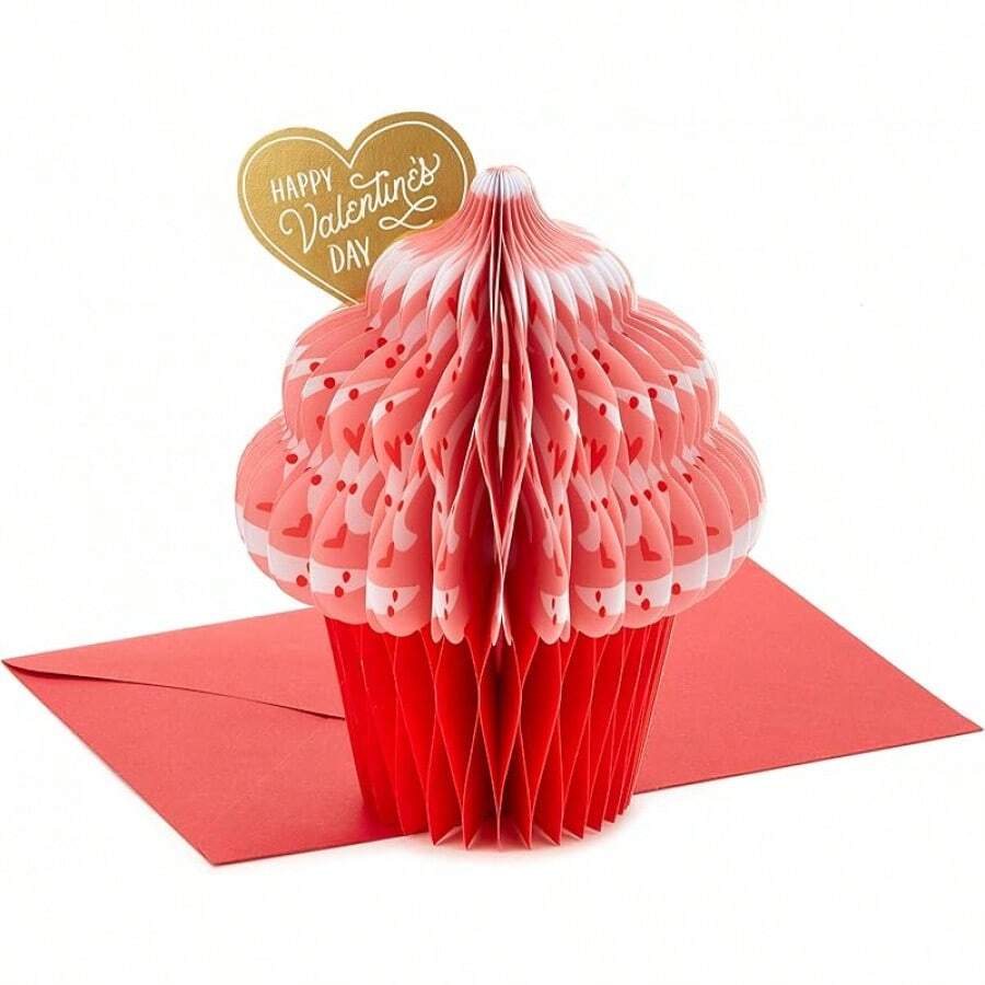 Paper - Tarjeta desplegable para el día de San Valentín (panal de abeja) - Pop Up, cupcake de panal - Ver 1