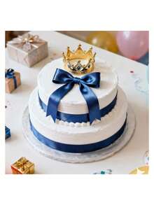 1 Rolo de Fita de Cetim com 4cm de Largura, Adequada para Fazer Laços, Decoração de Bolos, Embalagem - Azul Royal - Visão 6