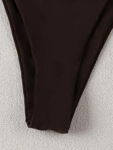 Beaded Deep Brown Bikini Set – Underwire Push-Up Top & High-Cut Bottom, Sheen Fabric, Luxury Beachwear - Cà phê đen - Xem 3