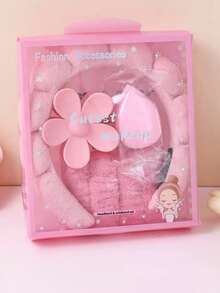 5pcs Women's Sponge SPA Headband, Wristband, And Large Flower Hair Clip Gift Set, Decorative Packaging, Suitable For Parties, Gifts, And Everyday Use, Claw Clips, Hair Barrettes - Multicolor - View 8