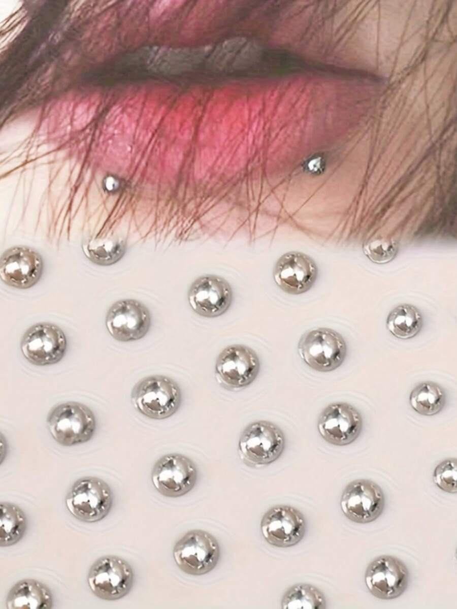 180片装非穿透式唇钉贴纸，自粘式，防水，可重复使用，假鼻环，眉钉，肚脐钉，身体饰品，临时穿孔，节日佩戴；非穿透式耳环，时尚配饰，低过敏性耳环，可重复使用贴纸，眉钉，派对爱好者，适合青少年和成人。