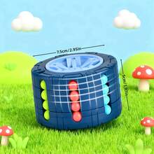 3D Cylinder Cube Toy Magic Spinner Spiral Sliding Puzzle Game, Stress-Relieving Educational Toy For Children (Red, Blue, Black) - 藍色 - 查看 5