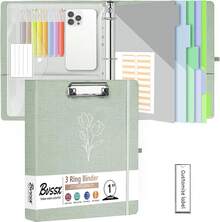 Carpeta organizadora de 3 anillos de 2.54, con portapapeles, 5 separadores con bolsillo, carpeta plástica, 18 etiquetas para divisores y porta bolígrafo (diseño Black Weeds, tamaño carta) - 01-Leopardo - Ver 22