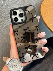 Cute Bow Tie Pattern Mirror Shockproof Phone Case, Suitable For IPhone 13/11/17/16/14/15/15 Pro/15 Plus/15 Pro Max/7 Plus/8 Plus/X/Xs Max/Xr/11 Pro/12 Pro/13 Pro/14 Pro/12 Mini/13 Mini/11 Pro Max/12 Pro Max/13 Pro Max/14 Pro Max/14 Plus/17 Pro/17 Air/6/6s Plus/7/8/16 Pro/16 Plus/16 Pro Max/SE2/17 Pro Max
