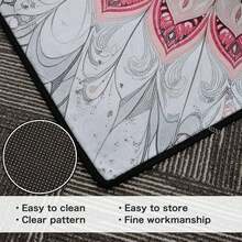 1pc Extra Large Bohemian Purple Mandala Area Rugs - Non-Slip Machine Washable Floor Rugs With Purple/Blue/Pink/Black/Teal Intricate Pattern, Durable Polyester & TPR Backing For Living Room, Bedroom, Home Decor - 樣式 7 - 查看 5