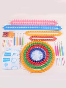 一套矩形编织器，包含1个钩针和塑料针，编织工具套装，适合编织爱好者制作围巾、帽子和披肩（所有产品颜色随机，配件数量随机，是否安装齿状部件随机） - 彩色 - 查看 7