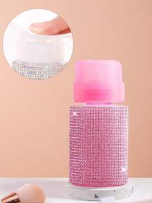 1pc 200ml Rhinestone Decorated Cosmetic Refillable Bottle, Suitable For Toner, Makeup Remover, Nail Polish Remover - Plastic Material, Independent Pump Bottle, No Electricity Required - Multicolor - View 4