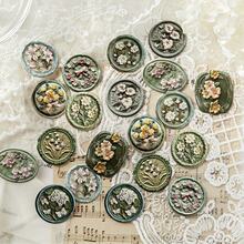 20张/包 压纹蜡封贴纸，复古创意美学贴纸，DIY装饰拼贴工艺用品，节日礼物，个性化剪贴簿学校文具用品 - 棕色 - 查看 3