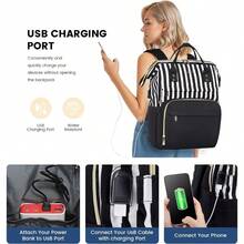 LOVEVOOK Laptop Backpack15.6 Inch Professional Womens Purse Computer Bag Nurse Teacher Backpack Waterproof College Work Bags Carry On Travel Back Pack With USB Port Black - Blackstripe - View 3