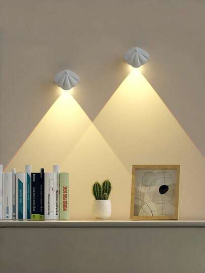 1pc Shell-Sensing Light, Magnetic Adsorption With No Wiring Required, Suitable For Indoor Wall Lights, Doorplate Lights, Staircase And Corridor Lights. Smart LED Rechargeable Motion Sensor Light, Bedside Night Light, Three-Color Dimming, Long Press For Stepless Dimming, USB Rechargeable. Please Fully Charge Before Use. (500mAh Battery For Long-Lasting Use)