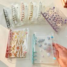 A6 Transparent Multi-Color Binder, Transparent File Folder With Double Snap Design, Can Store Beautiful Photo Albums, Transparent Sticker Books, Binder, Sticker Books, Money Saving, Stationery, Photo Storage Bags, Notebooks, Sticker Books, Office Supplies, School Supplies - Multicolor - View 1
