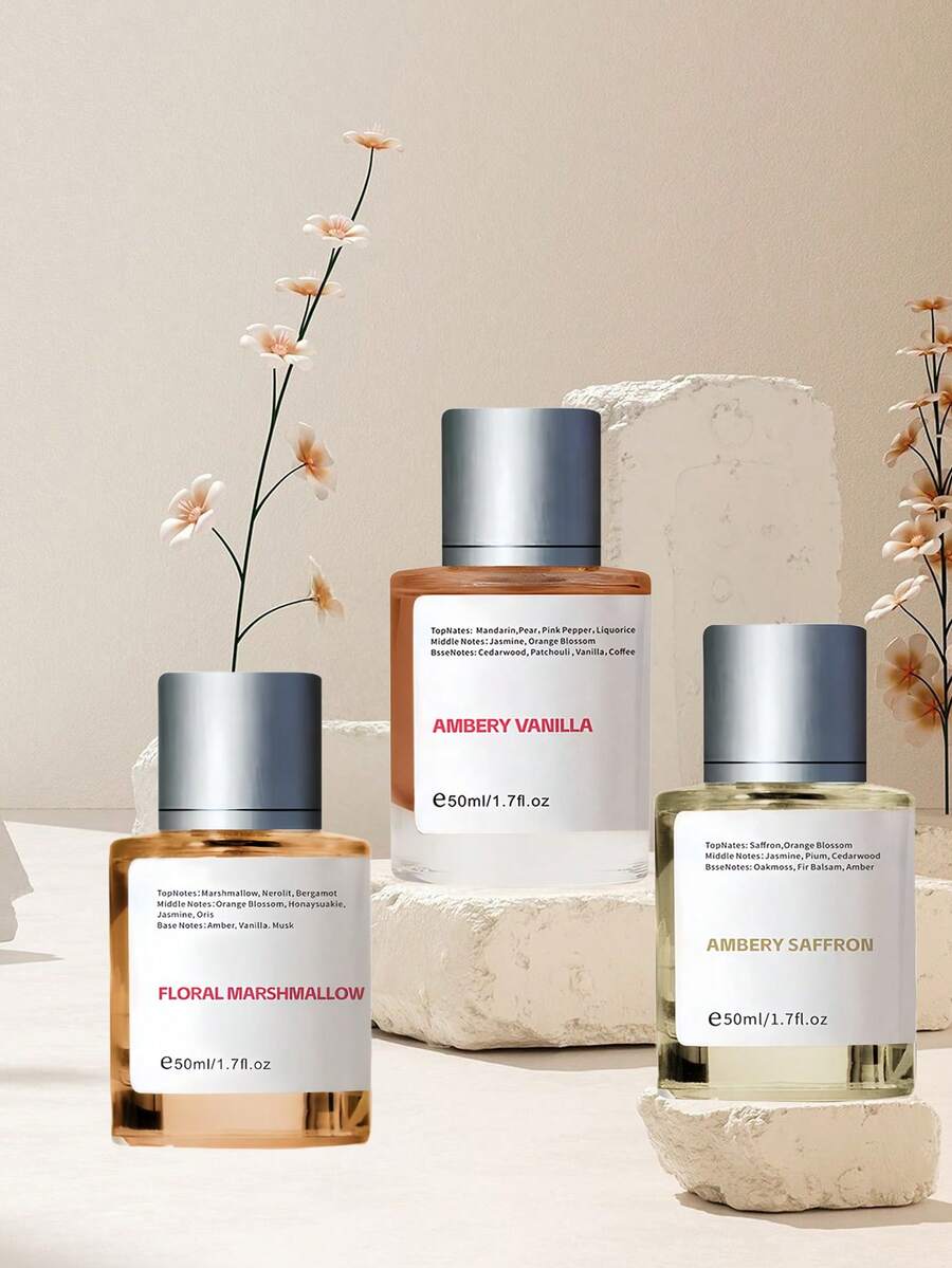 3PC 50ml Vanilla Cotton Candy, Food Fragrance, Floral Scent - Perfume, Long-Lasting Women's Perfume, Lasting Romantic Aroma, Suitable For Working Professionals, Home Use, Parties, Casual Outdoor Activities. An Elegant Gift, A Valentine's Day Gift For Your Girlfriend. - 糖果甜香調 - 查看 1